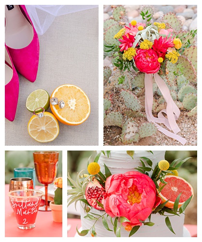 Citrus inspired wedding details (pink, orange, yellow)