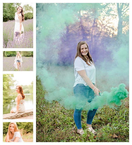 senior photos, smoke bombs, lavender fields