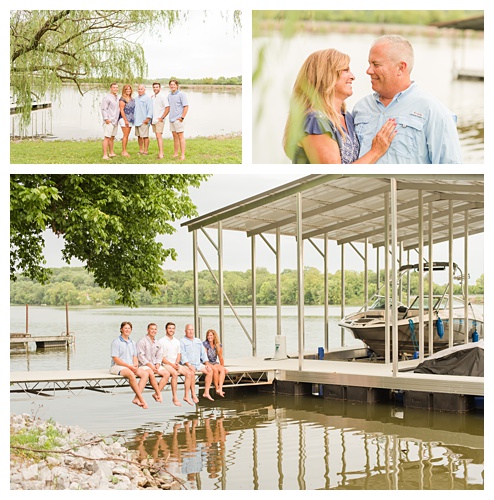 family photos on the lake
