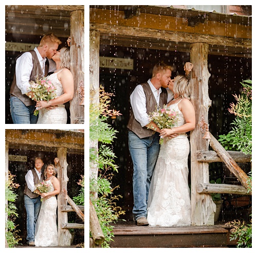 Elopement wedding portraits, in the rain 