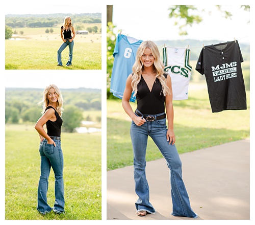 senior girl photography, with jerseys, with bellbottoms
