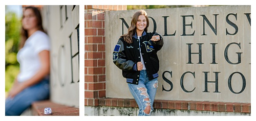 senior girl photography, high school sign, volleyball state ring
