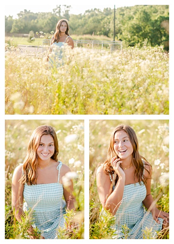 senior girl photography, in a field 