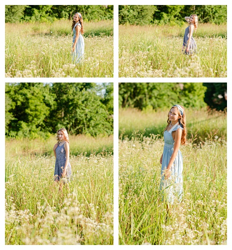 senior photos in a field 