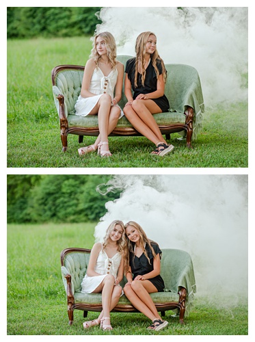 senior girls photos, smoke bombs