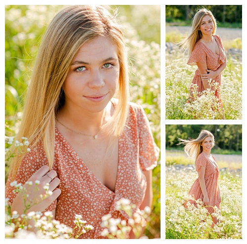 senior girl photos, flower fields 