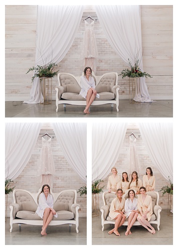 Photography by Michelle, bride with her dress and bridesmaids