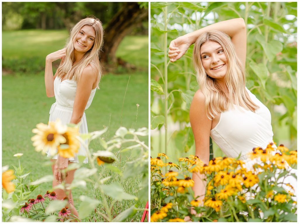 senior girl photos, with yellow flowers