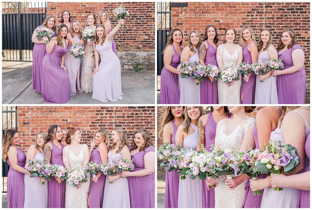 bride and bridesmaids, lavender dresses