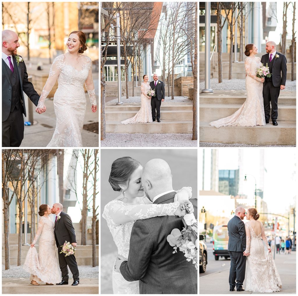 downtown bride and groom photos