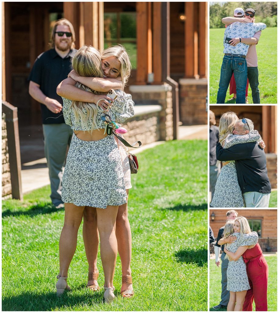 hugs from family | Proposal at The Barn at Sycamore Farms in Arrington, TN 