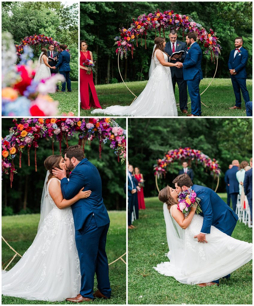 ceremony and first kiss | Salt Box Inn venue | Cookeville, TN