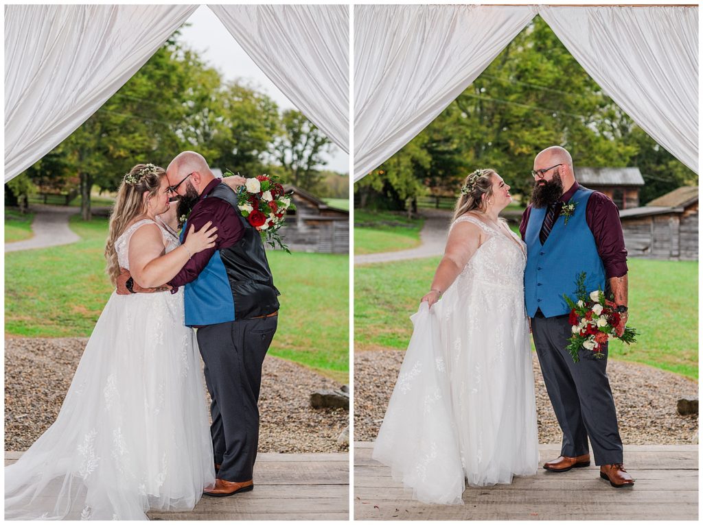 Fall wedding | The Farm at Cedar Springs | bride and groom portraits