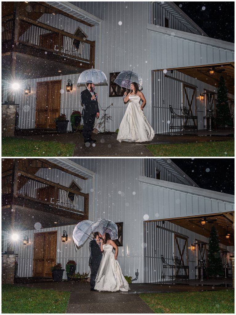 Photography by Michelle | The Wedding Barn at Likeazoo | nighttime portraits in the rain