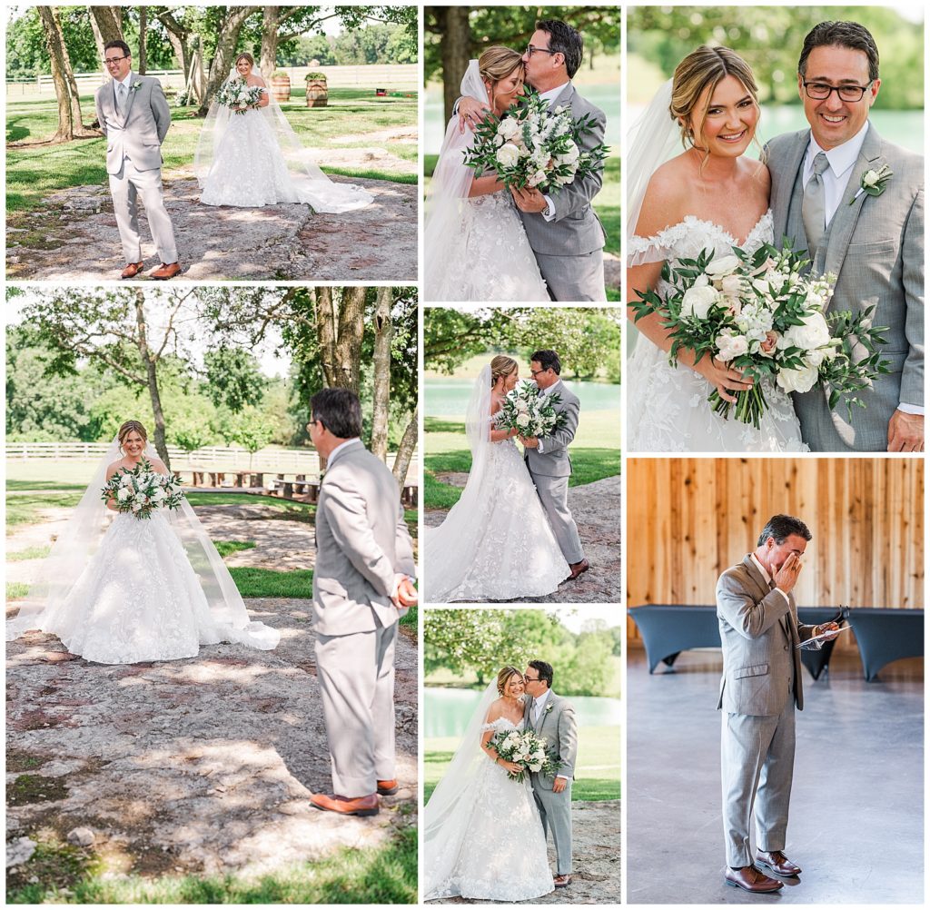 first look with daddy | Summer Wedding | Photography by Michelle | Steel Magnolia Barn | Murfreesboro, TN