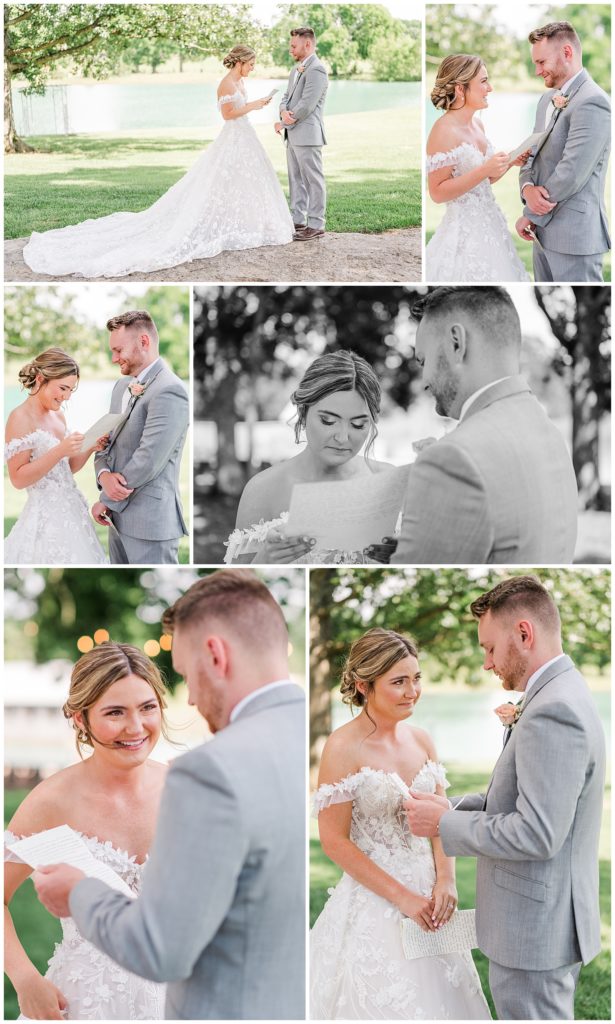 first look and reading vows | Summer Wedding | Photography by Michelle | Steel Magnolia Barn | Murfreesboro, TN