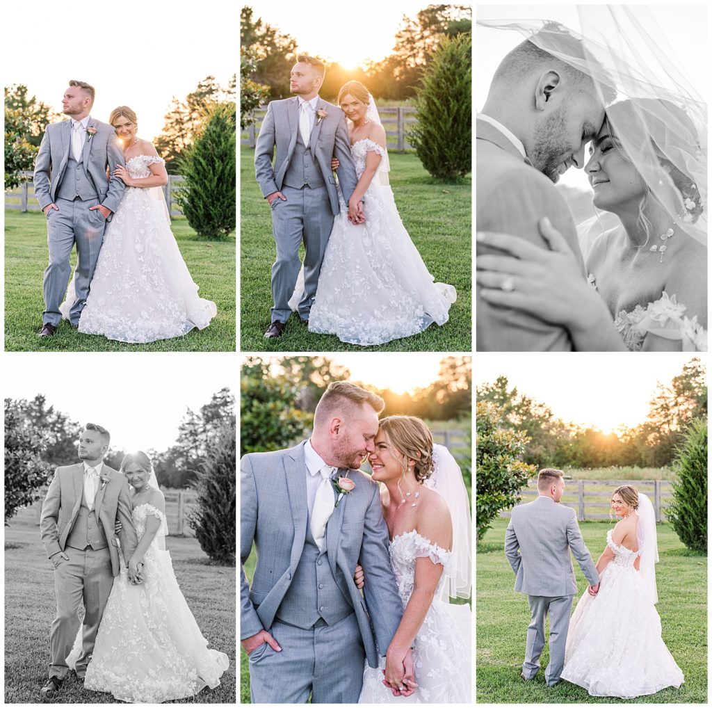 bride and groom sunset portraits | Summer Wedding | Photography by Michelle | Steel Magnolia Barn | Murfreesboro, TN
