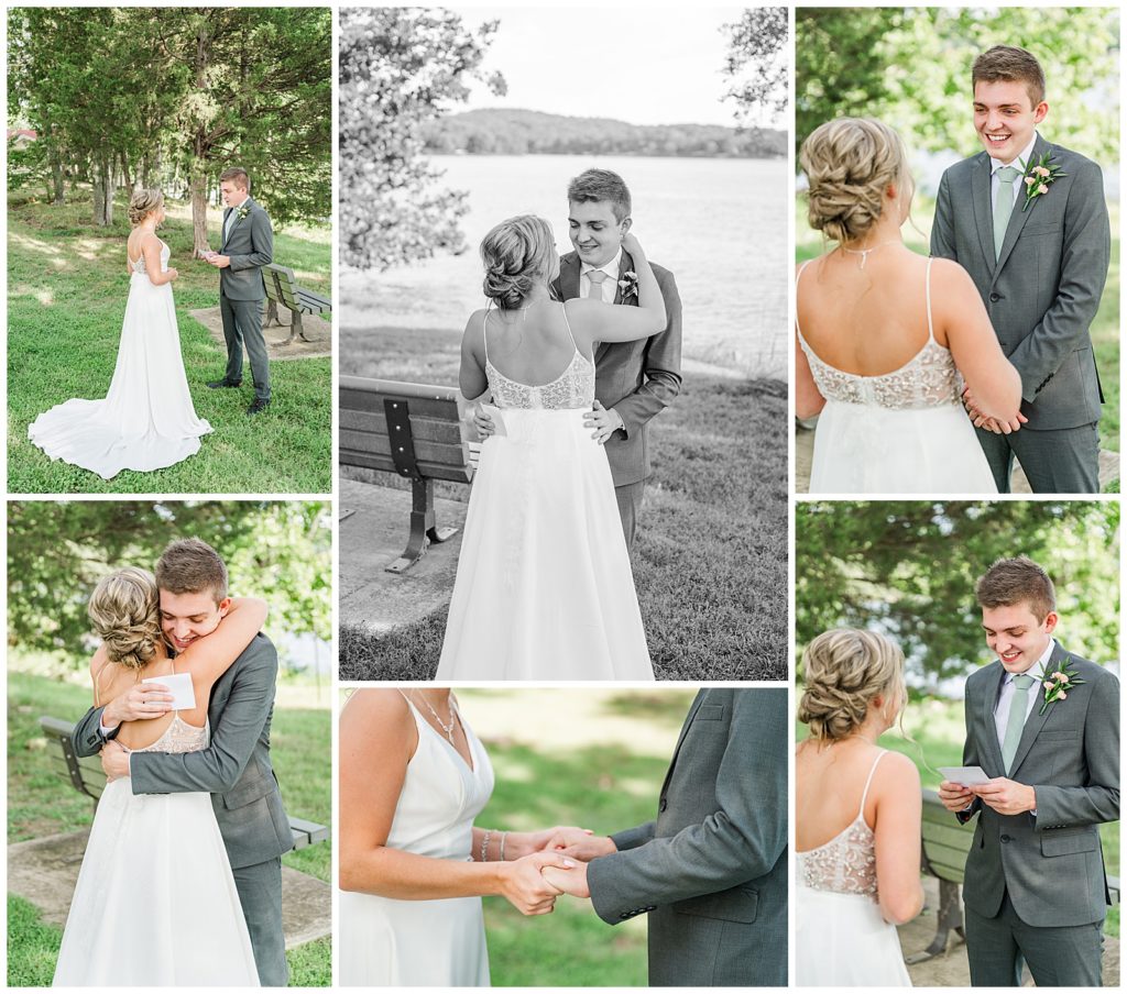 First look portraits | Cedar Creek Yacht Club wedding | Photography by Michelle 