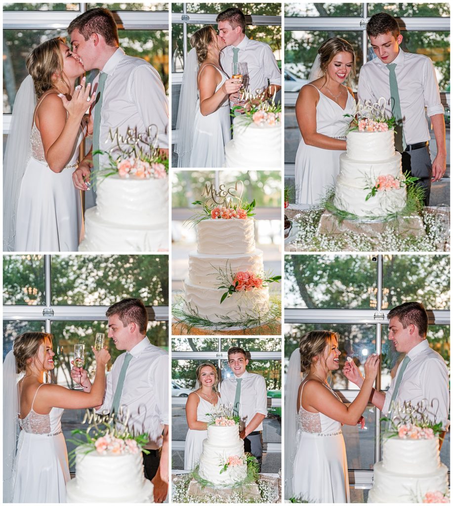 Cake cutting and toast | Cedar Creek Yacht Club wedding | Photography by Michelle 