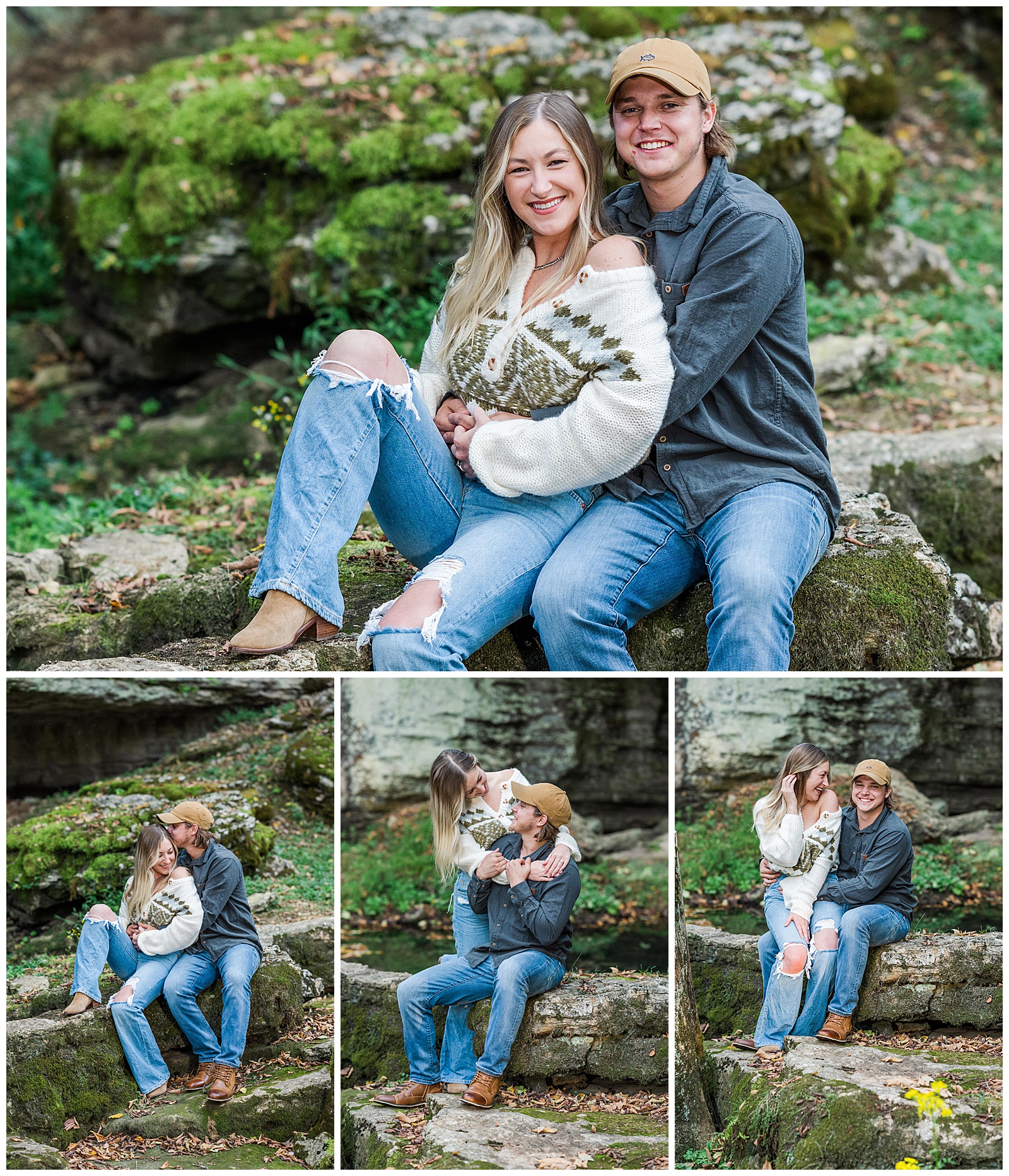 Fall engagement session photos at Compton Caves
