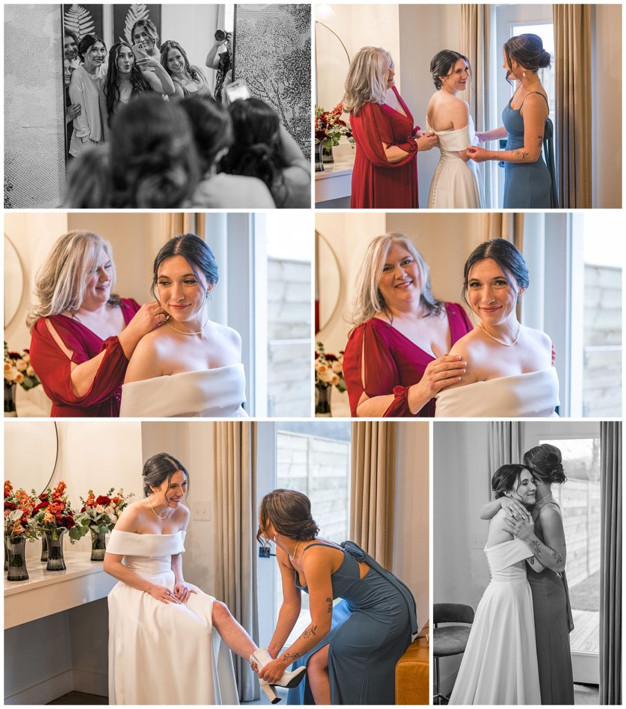 Winter wedding at Southall Meadows | Franklin, TN | bridesmaids getting ready