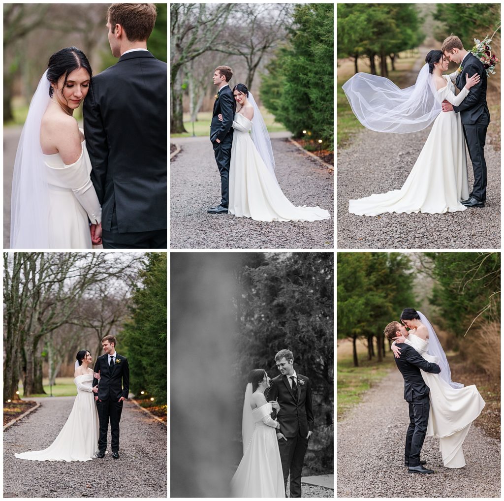 Winter wedding at Southall Meadows | Franklin, TN | bride and groom photos