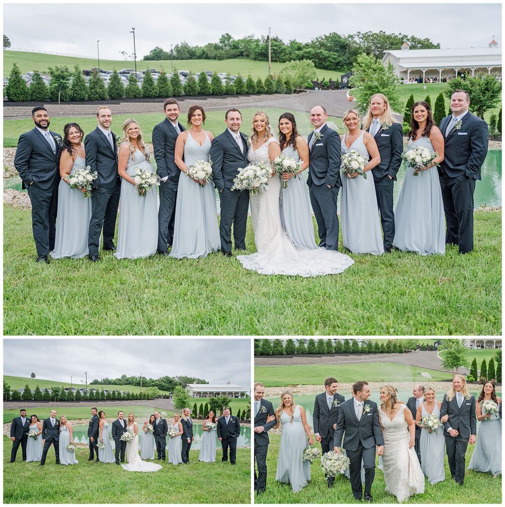 Dusty blue wedding at The White Dove Barn | bridal party photos