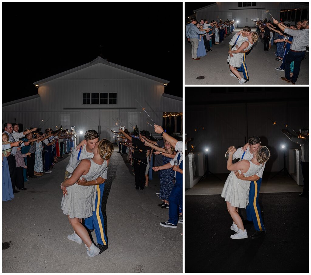 Summer Wedding at The White Dove Barn | Reception Sparkler Exit Photos