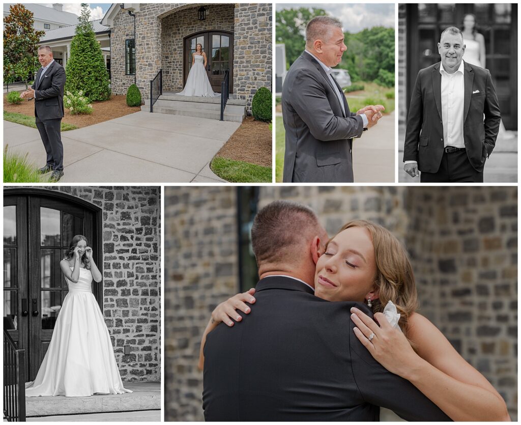 Madison and Eli's summer wedding at The Venue at Birchwood | first look with dad