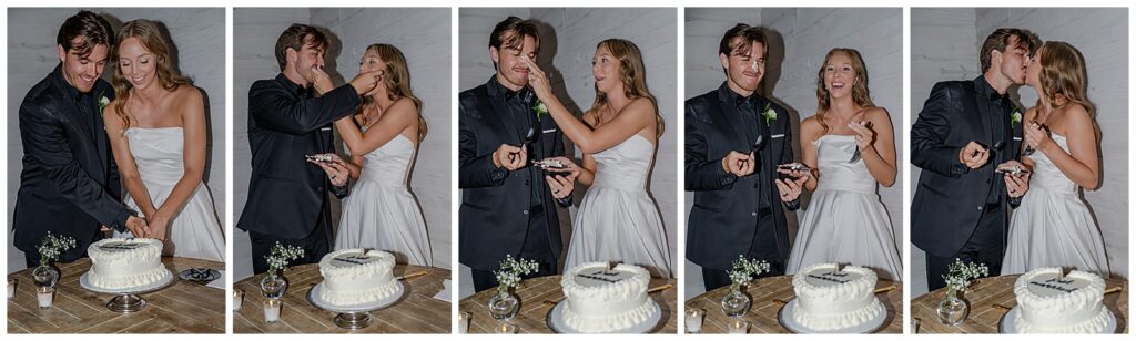 Madison and Eli's summer wedding at The Venue at Birchwood | cake cutting photos