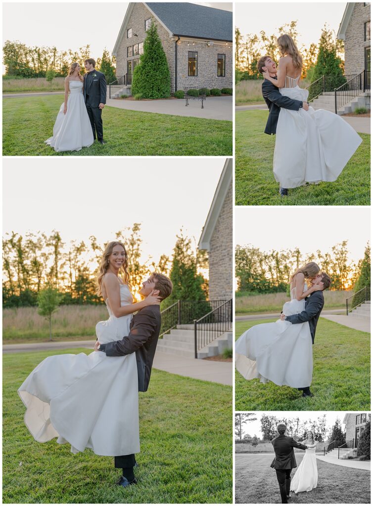 Madison and Eli's summer wedding at The Venue at Birchwood | bride and groom sunset photos