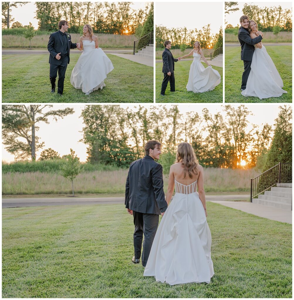 Madison and Eli's summer wedding at The Venue at Birchwood | bride and groom sunset photos