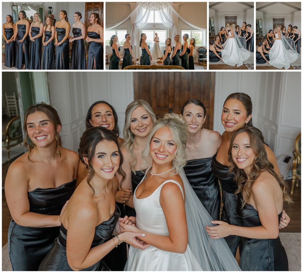 Photography by Michelle | Elegant Summer wedding | Howe Farms | The Pavilion | Getting Ready and Reveal with bridesmaids