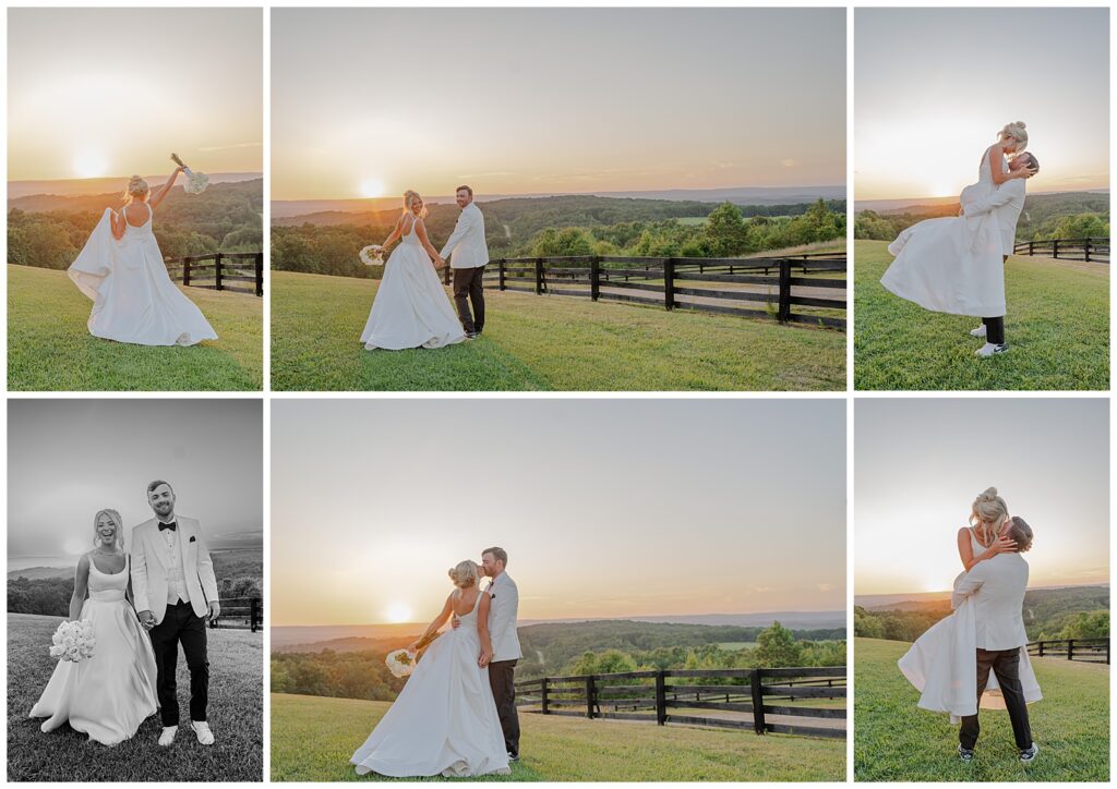 Photography by Michelle | Elegant Summer wedding | Howe Farms | The Pavilion | Bride and Groom Sunset portraits