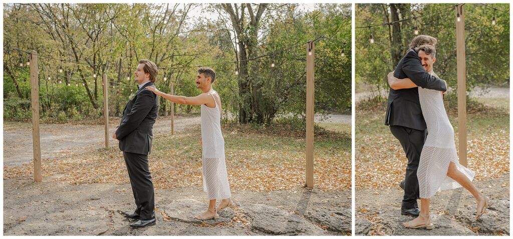 Fall wedding at The Wedding Woods | Photography by Michelle | fake first look photos