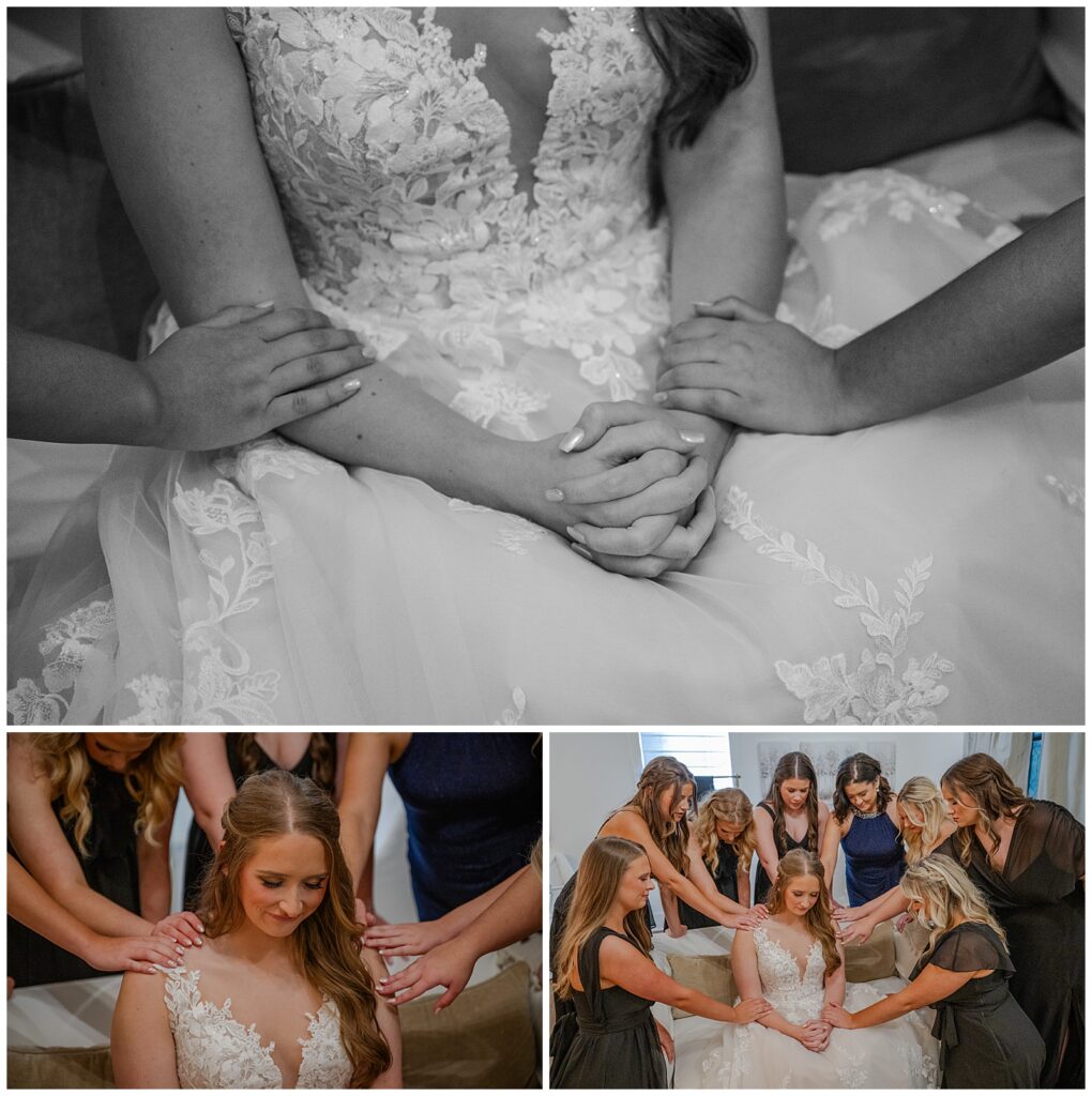 Fall wedding | The Venue at Birchwood | Photography by Michelle | Praying over the bride