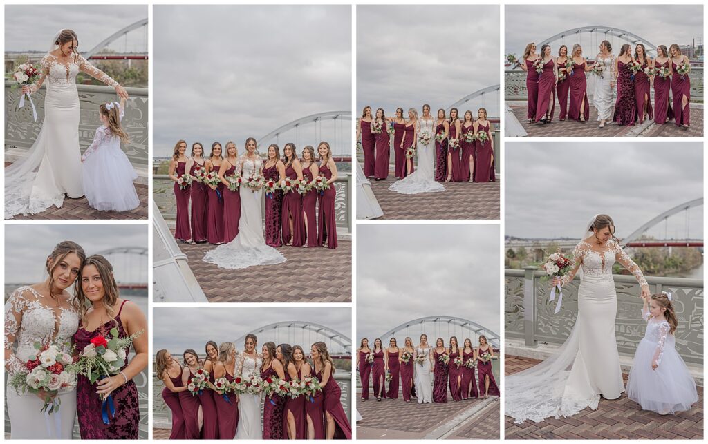 Elegant wedding at The Bell Tower | Nashville, TN | Bridal Party photos at The Pedestrian Bridge