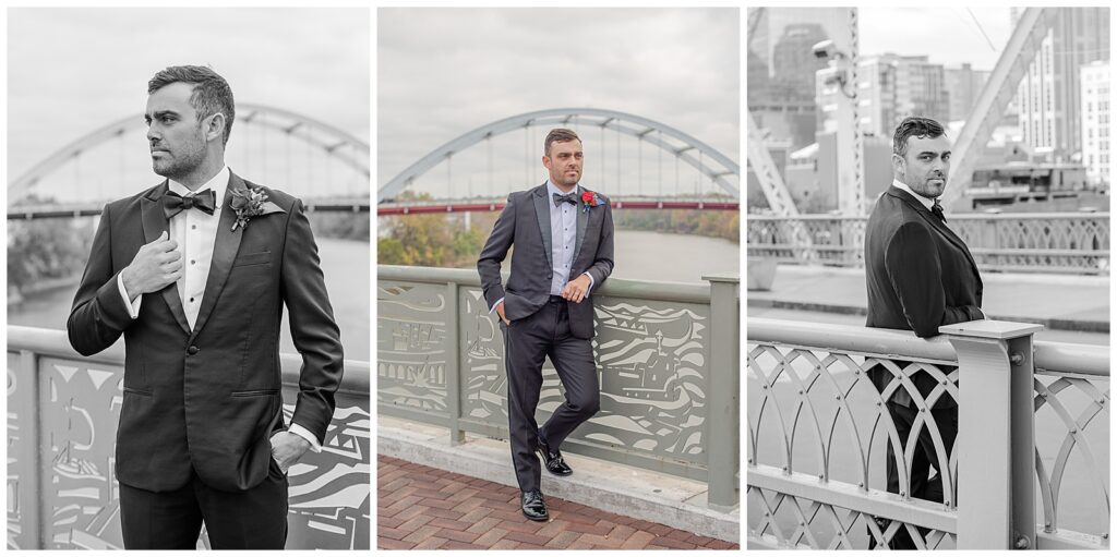 Elegant wedding at The Bell Tower | Nashville, TN | Portraits at The Pedestrian Bridge