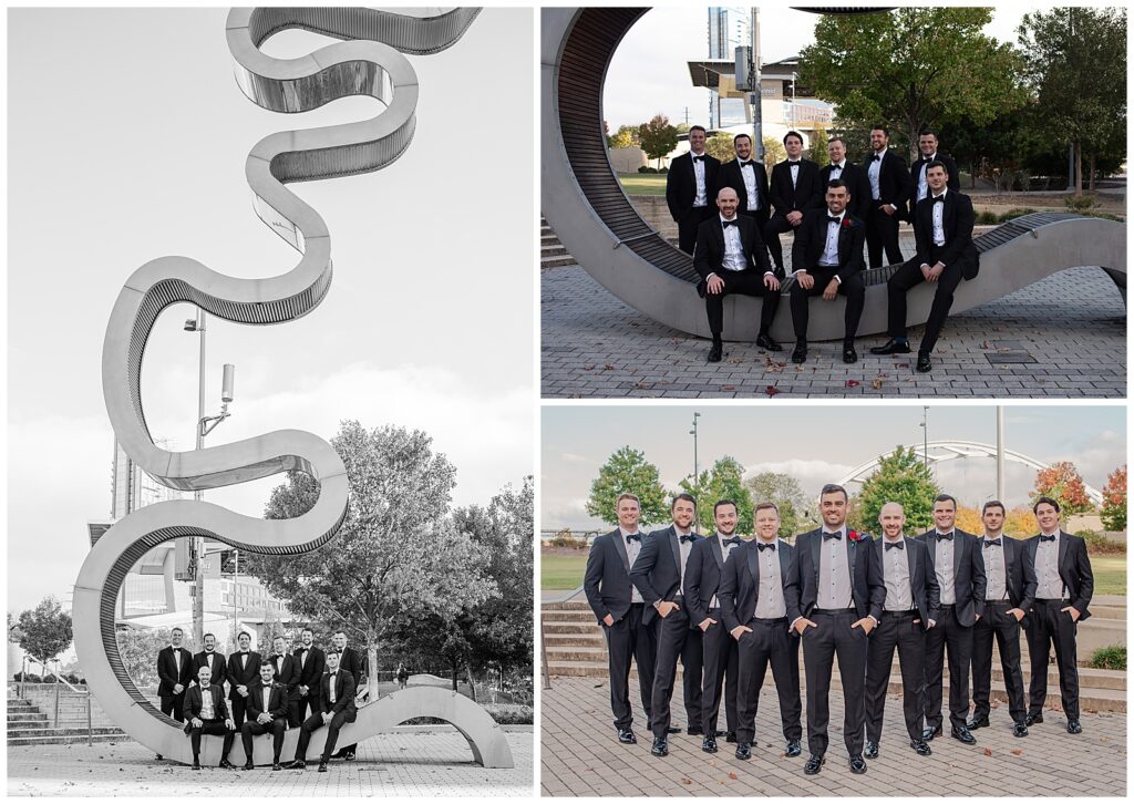 Elegant wedding at The Bell Tower | Nashville, TN | Bridal Party photos under The Pedestrian Bridge