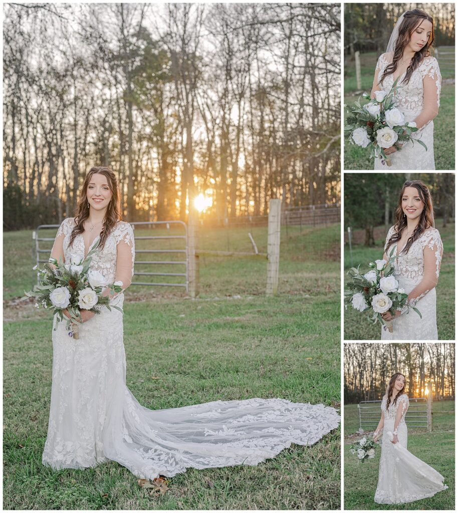 Fall wedding at Twisted Cedar Farms | Lebanon, TN | Photography by Michelle | Bride and groom sunset portraits