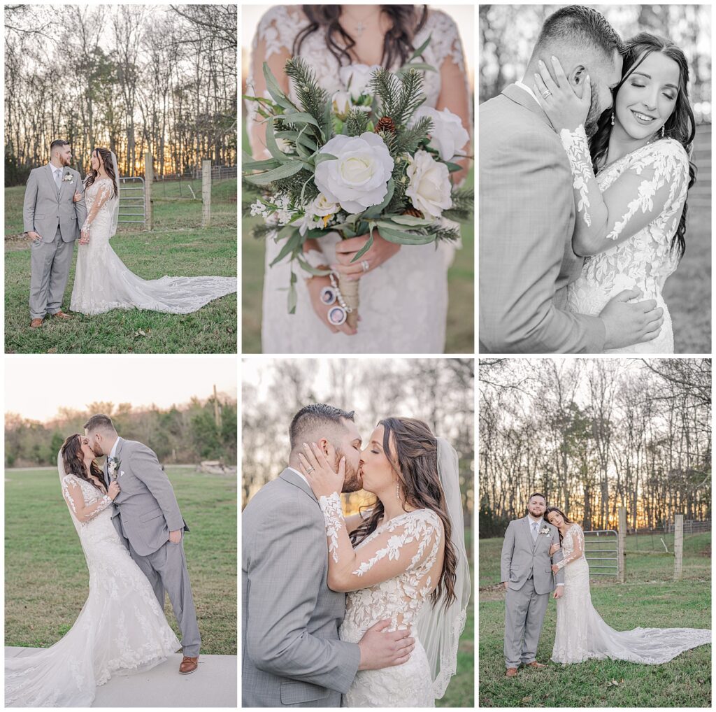 Fall wedding at Twisted Cedar Farms | Lebanon, TN | Photography by Michelle | Bride and groom sunset portraits